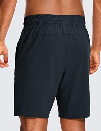 CRZ YOGA MEN 2 IN 1 RUND Shorts со лагер - 9 'Брзо суво вежбање спортски атлетски шорцеви со џебови