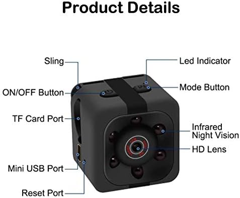 Безбедносна камера на отворено, домашна безбедност мини камера Камска мала камера 1080p со ноќно визија за откривање на движење