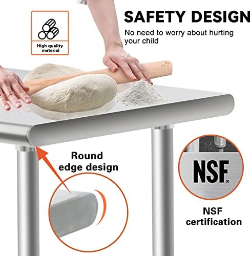 Табела од не'рѓосувачки челик, 24x24inch NSF кујна работна маса, комерцијална табела против 'рѓа табела прилагодлива маса за
