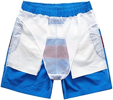 Спортски шорцеви за мажи во Беу, летни еластични половини џогер, потта од пот, лабава обична боја блок -крпеница патека за салата за