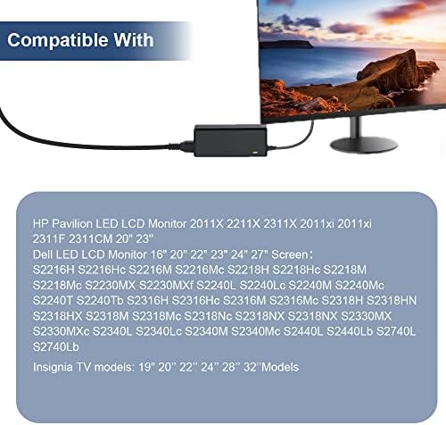 12V AC адаптер полнач за HP 2011X 2211X 2311X Dell 22 23 24 S2218M S2218MC S2240M Insignia 19 20 24 28 32 LED LED LCD монитор за напојување на