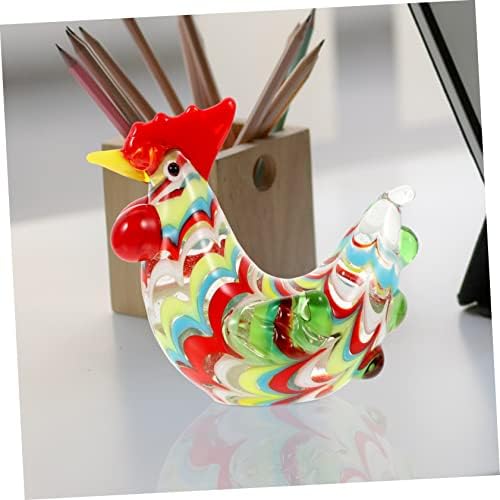 Cabilock 2pcs фигура Велигденски мини занаети животно разнесено пилешко стоечки украс за хартија, реалистична симулирана стакло декор