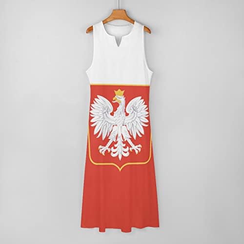 Знаме На орел Полска Женски Макси Фустан До Глуждот Долга Наметка Без Ракави со Џебови