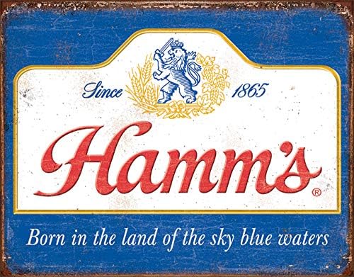 Очајни Претпријатија Пиво На Хам - Небесно Сини Води Калај Знак-Носталгичен Гроздобер Метален Ѕиден Декор-Изработен ВО САД-16 W x