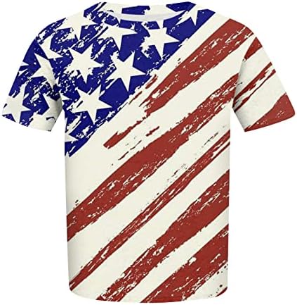 Патриотски кошули за жени во САД знаме маичка со маица Обични летни врвови со кратки ракави маички starsвезди шарени удобни лабави кошули врвни