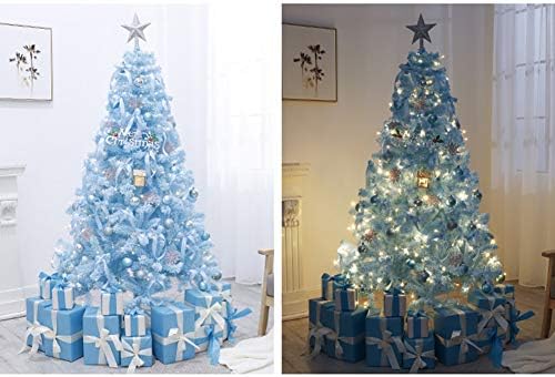 Зеви сини собрани новогодишни елки со декор, вештачко новогодишно елка, борово дрво, ПВЦ отпорен на пламен, бор од ела метална метална штанд