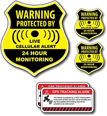 Комбиниран Пакет Од 24-Часовен Мониторинг - Ова Возило Заштитено СО Знаци За Предупредување ЗА Следење НА ГПС-Налепница За Самолеплива