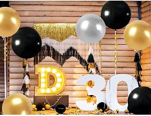 Elecrainbow 30 пакет 18 инчи големи големи кружни црни латекс балони, црни забави за роденденски свадба Бебе туш за туширање невестински