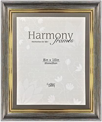 Рамки за хармонија 8x10 свиткано дрво Дизајн на слика Рамка со двојно златно поставување wallид и таблета, сино злато