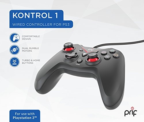 Prif Kontrol 1 Wired Controller, Black - PlayStation 3