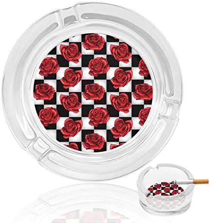 Чудо од црвените рози на шаховска табла стакло од цигара од пепелници за пушење на пушење фиока за дома хотелска маса врвна декорација