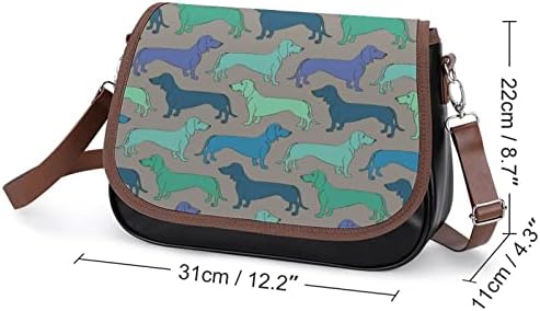Dachshund Dogs Leather Medual Rode Cands Mase Casual Crossbody торби со лента