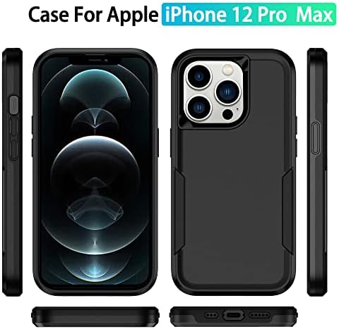 HSEFO дизајниран за iPhone 12 Pro Max Case, Тешка заштита на шок -отпорен на шокот на ударни изолирани анти -гребење Телефонски куќиште