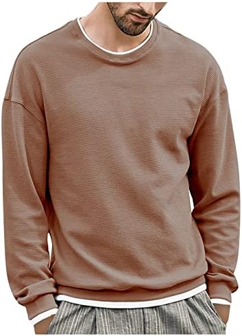 Џемпер со долг ракав Dudubaby за mensautumn и зимска обична плетена цврста боја украсна шема џемпер