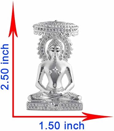 Prd Caratcafe Silver 999 Chatra Mahavir Statue, 15+ GMS God Murti за Home Pooja