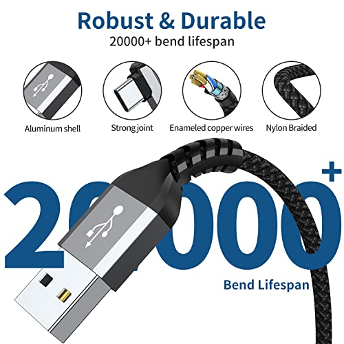 Краток USB кабел за тип Ц, USB A до USB C 3.1A Брзо полнење на полначот за полнење десен агол за Samsung Galaxy S22 S21 S21 S10 S10 S9