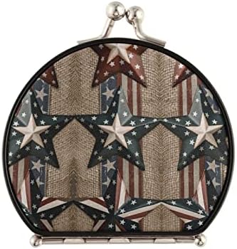 Беспрекорна Ѕвезда Од Тексас Американски Знамиња Шема Компактна Тока За Шминка Преклопен Мини Џеб Преносно Рачно Огледало Двострано