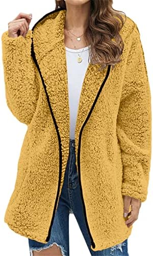 Maseенски качулка кардиган палто модно руно топло долги палта долги ракави миди плишани дуксери џек за џемпери