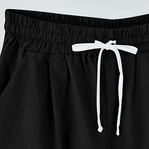 Карго шорцеви за женски памучни постелнина 5 '' кратки џемпери дами летни салата јога тренингот спортски панталони
