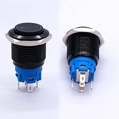 Bkuane 12V 19mmmomentary Push копче за копче 1NO 1NC SPDT Blue LED светло 3/4 Дупка за монтирање подигната прекинувач за метали за метали