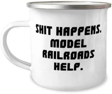 Се случува срања. Помош за модел на железнички пруги. 12oz кампер кригла, модел железнички пруги, убави подароци за модели железнички пруги, возови, модели возови, воз?