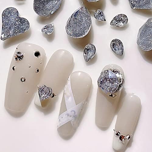 Луксузно дно искривено срцев нокти украс за блескави дијаманти, маникир за маникир за маникир, маникир, привлечни украси за нокти -