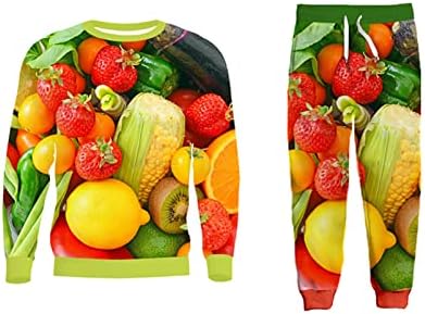 Смешно 3Д целосен печатен овошен зеленчук маица/џемпер/патенти/патенти/тенка јакна/панталони Обичен костум