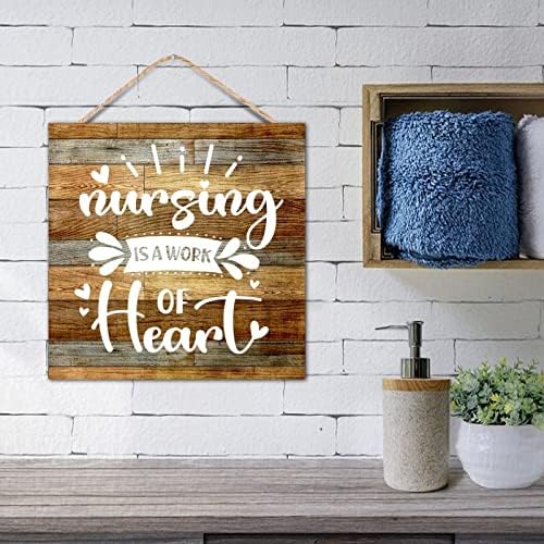 16x16in дрво знак за двојки цитати медицинска сестра е дело на срцеви шик loveубовни цитати дрвена плакета за фарма куќа тремот дневна соба кујна