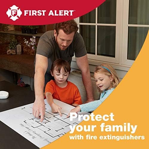 First Alert Home2Pro Пополнување на усогласеност со пожарникар Ул Оценет 2-А: 10-Б: Ц, црвено и прво предупредување за спреј за