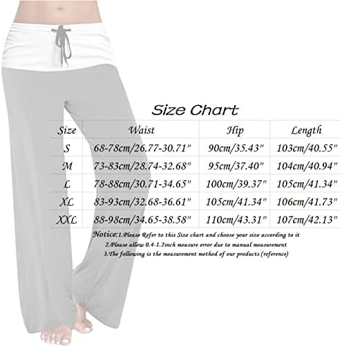 Обични панталони од миашуи за жени за работа женски џебни ленти со висока половината еластична половината печатени лабави јога обични панталони