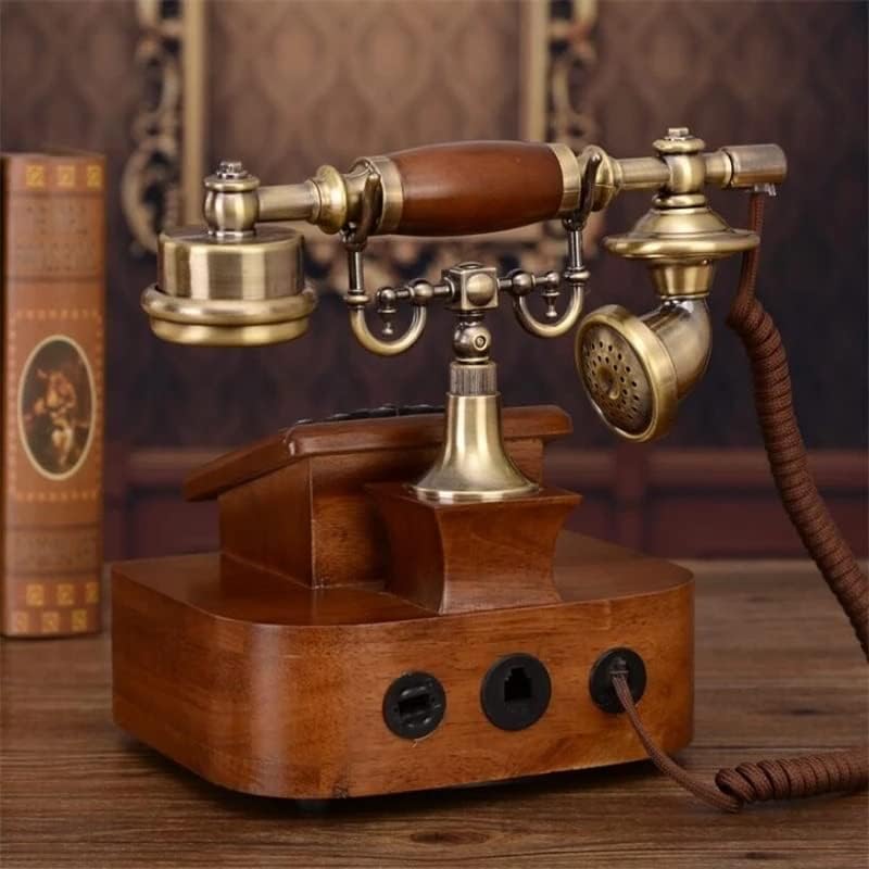 Венли Антички европски ретро фиксна телефон со фиксен телефон за време на часовникот за повик