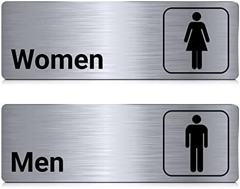 2 компјутери четкани со алуминиумски знаци за тоалети, мажи и жени модерен знак за тоалети, 9 x 3 инчи за бања за бања за знаци за деловни