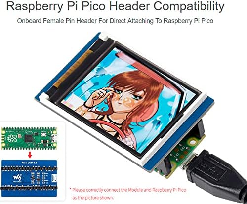 Bicool 1.8inch LCD Display Module за Raspberry Pi Pico, 160 × 128 Resolution TFT екран на екранот 65K RGB дисплеј SPI интерфејс со ST7735S