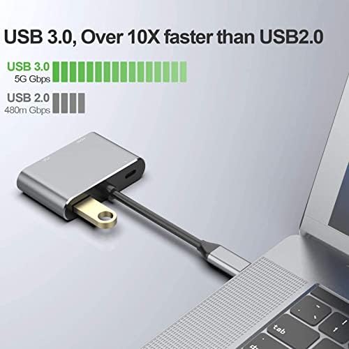 USB C до 4K HDMI VGA адаптер CLDay 4-во-1 центар USB 3.0 OTG POWER PD PD PORT Компатибилен за MacBook Pro/Dell XPS/Samsung Galaxy