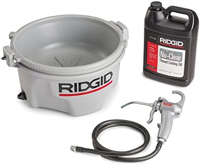 Ridgid 10883 Model 418 Oiler со врвно масло за сечење на навој, сребро и мофорн 460-6 ланец на цевки со трипода, 1/8 -6 капацитет,