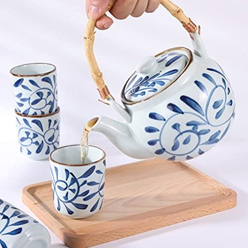 Кабилок канцеларија декор кафе декор керамички чајник со ратан рачка ретро јапонски порцелански чај сад керамички чај котел Кина чајник