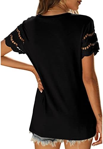 Кошули за вежбање За Жени Модни Секојдневни Облечени Блузи Летни Врвови Со Кратки Ракави Туники За Маици Со Еднобојна Боја