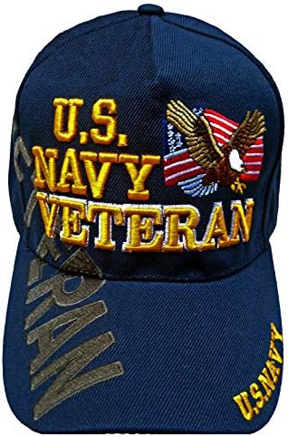 Купете капачиња и капи на САД, морнарица, ветеран безбол капа, сина прилагодлива воена ветеринар со знаме на знаме орел мажи, жени извезени