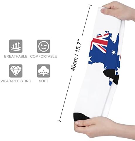 Австралиска мапа на знаме печатено чорапи за појавување на бои Атлетски колени високи чорапи за жени мажи