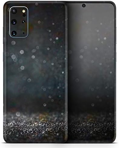 Дизајн Скинц Црн дефокусиран блескав светкав Шимер заштитен винил декларална обвивка на кожата компатибилен со Samsung Galaxy S20