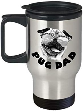 Пат -тато патувања со кригла куче лице кафе чаша смешни татковци ден подарок