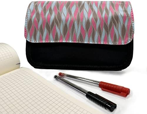 Необичен случај на геометриски молив, апстрактни исправени бранови, торба со молив со ткаенини со двоен патент, 8,5 x 5,5, бледо сина