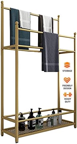 Wxxgy Metal Free Standing Bath Rack Rack со долниот држач за рака за полнење на полиците за складирање со решетки за складирање на кујна полица/злато/65