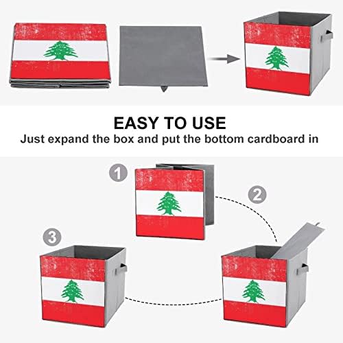 Гроздобер Либан Знаме Големи Коцки Канти За Складирање Склопувачки Платно Кутија За Складирање Организатори На Плакарот За Полици