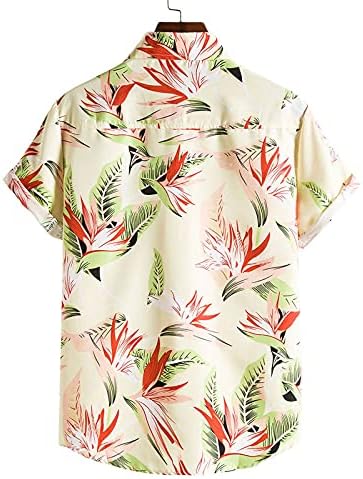 Хавајски маички за мажи со кратки ракави со кратки ракави надолу Алоха кошула лето обичен памук редовно вклопување на плажа облечена блуза
