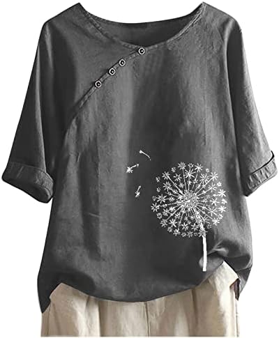 uikmnh жени ракав на лактот лабава 1/2 кошули со ракави врвови летни маички за лежење на глуварче