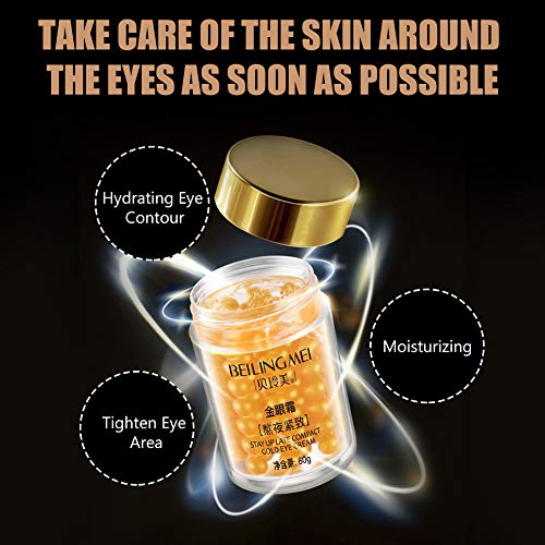 24К крем за злато око за длабоки хидрантни, крем за третман на очи за очите со злато око за темни кругови и подпухналост, навлажнувачки