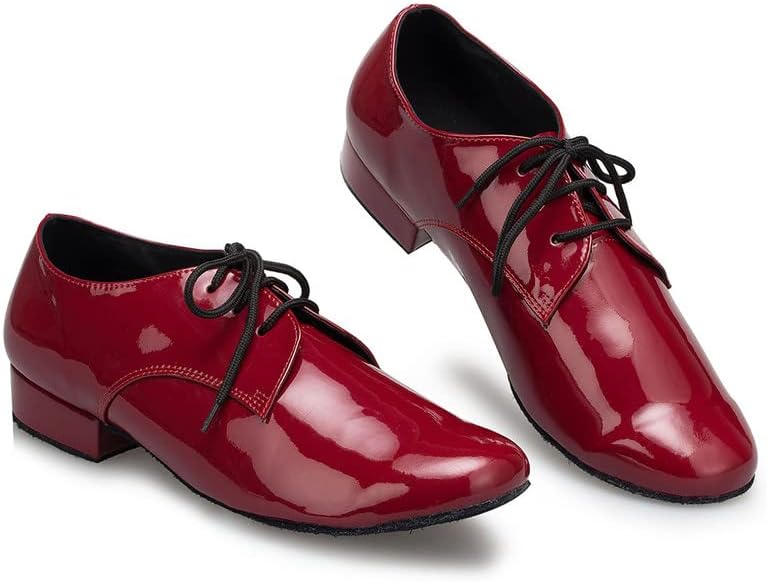 Аокунфс машки латински танцувачки чевли црна кожа салса салса ликови чевли, модел L146