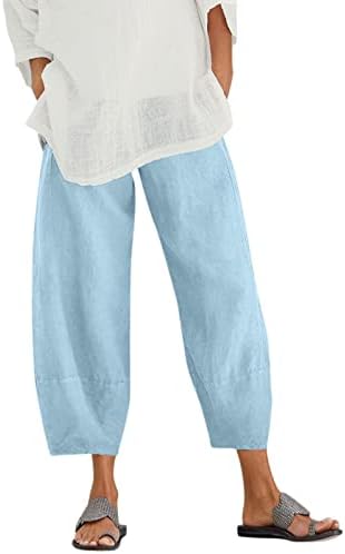 Niantie постелни панталони за жени палацо дневни панталони плус големина печатено лето лабава панталони за постелнина плус големина