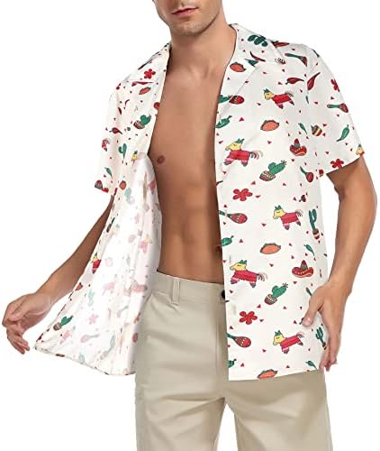 Зандо печати кратки ракави Хавајски кошула за мажи цветно копче надолу со кошула Регуал одговара на обичните кошули со кошула Алоха